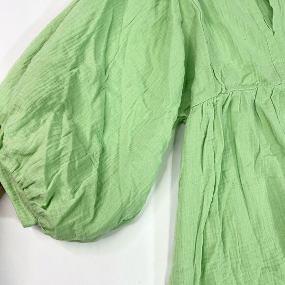 Talulah Dress Womens Large Green Gauze Puff Sleeve Mini Ladies Keyhole - Picture 2 of 12